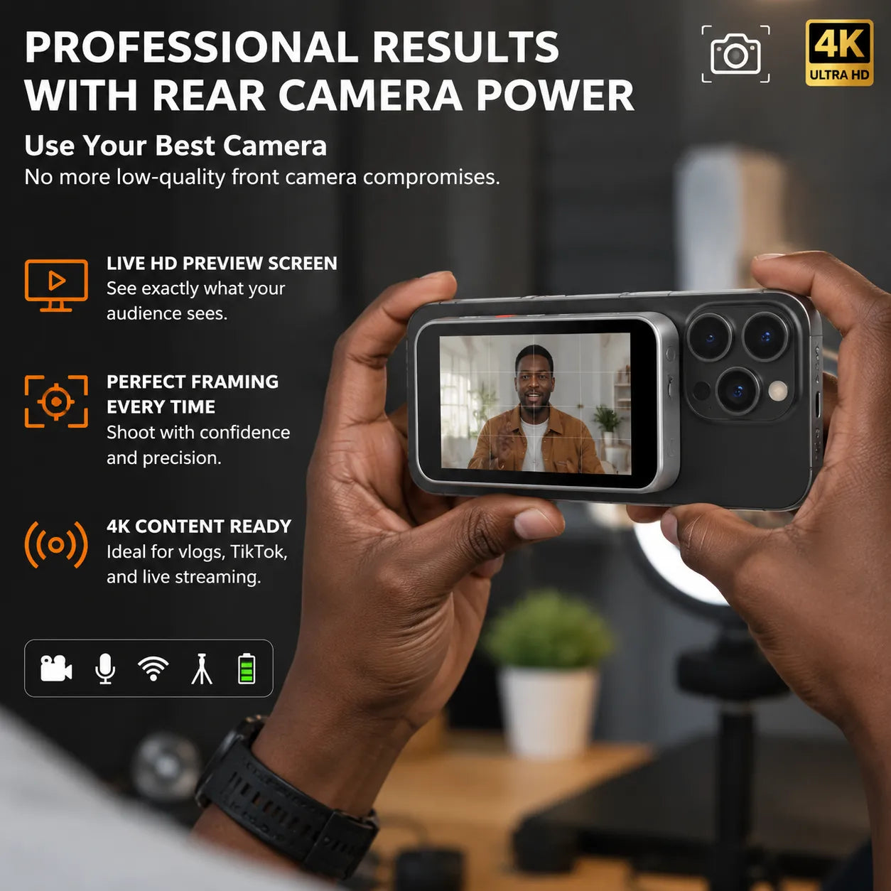 A2 Magnetic Vlog Selfie Screen: Professional Rear Camera Mirror for High-Quality Content