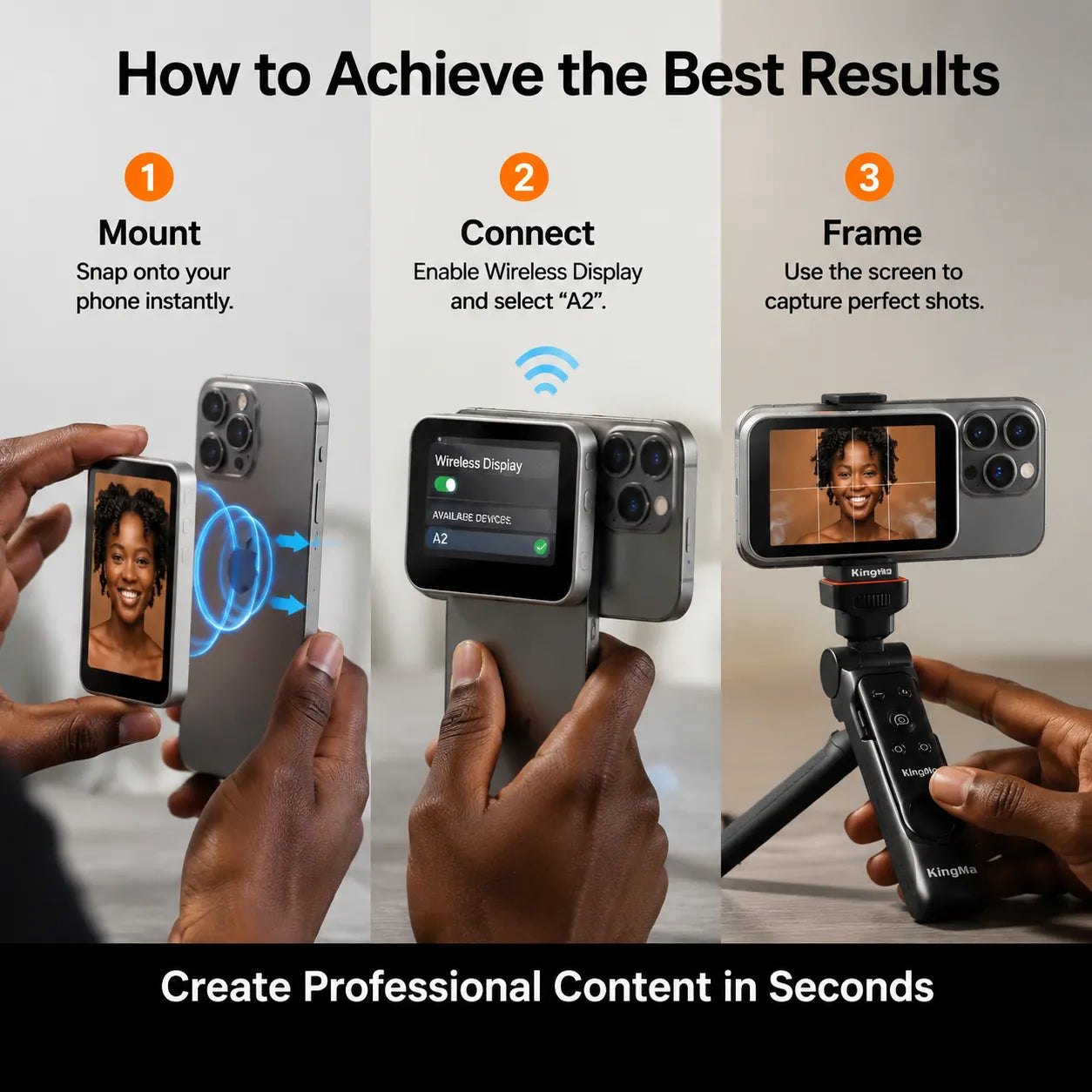 A2 Magnetic Vlog Selfie Screen: Professional Rear Camera Mirror for High-Quality Content