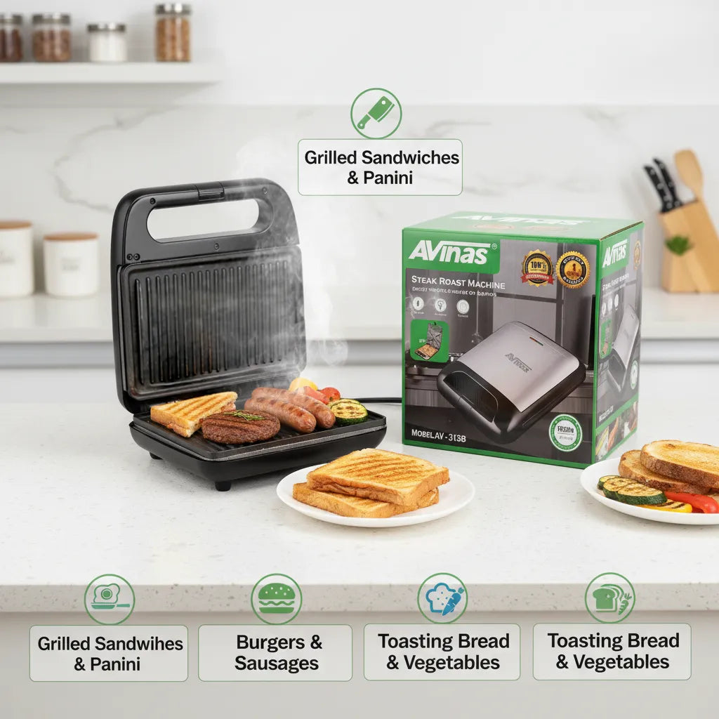 🔥AVMAS Steak Roast Machine 1800W – Powerful Grill for Perfect Sandwiches & Steaks