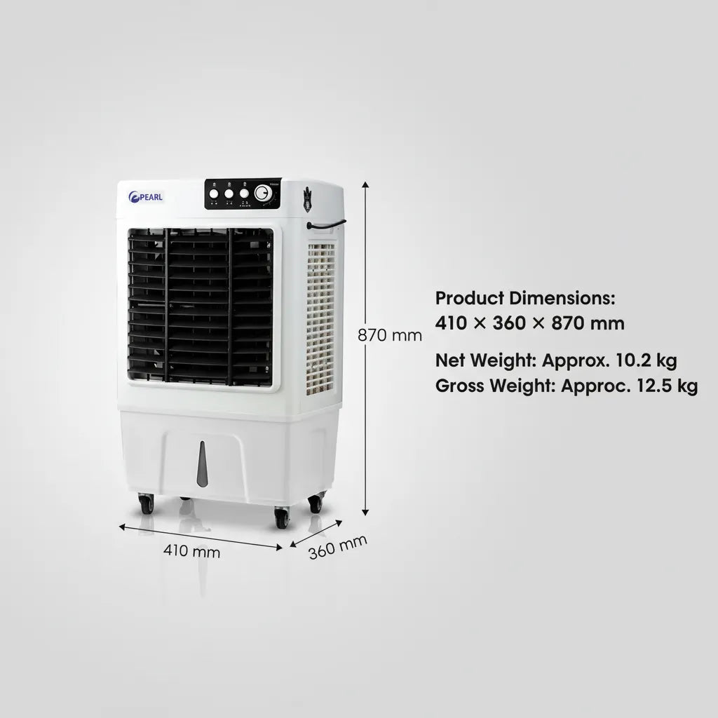 PEARL SUPREMO 50L Air Cooler – High Performance Cooling with 4000m³ Airflow & Energy Saving Technology ❄️