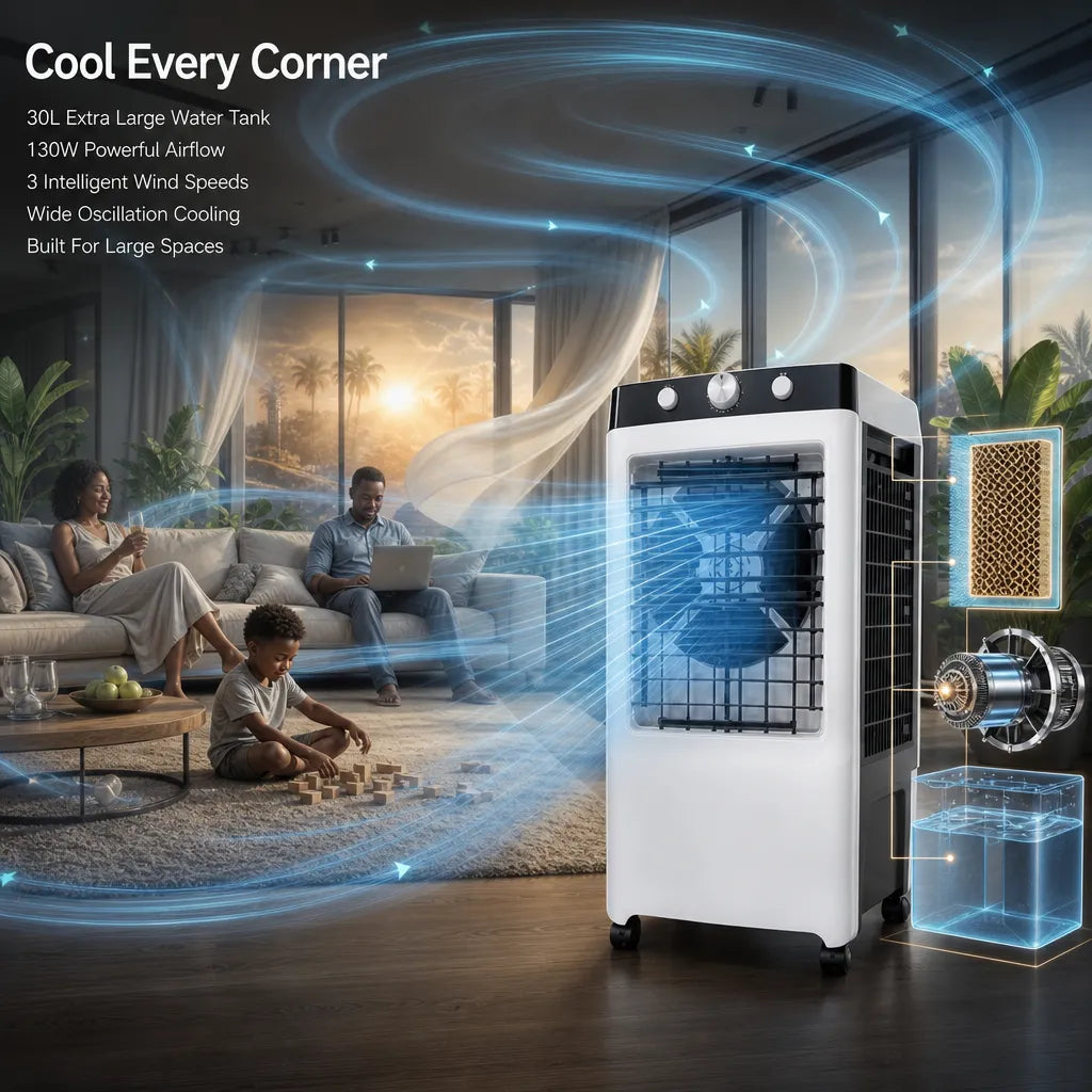 Decakila Air Cooler 130W, 30L Water Cooling – Low Power, Powerful Fresh Air ❄️