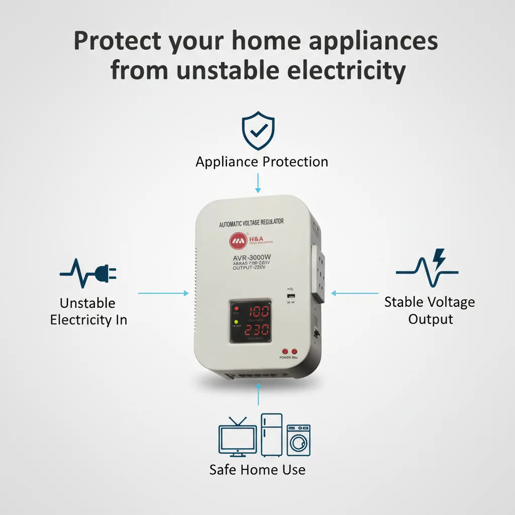 H&A AVR-3000W Automatic Voltage Regulator – Powerful / 5000W Home Power Protection ⚡