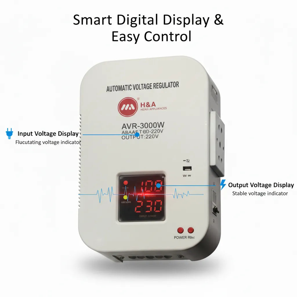 H&A AVR-3000W Automatic Voltage Regulator – Powerful / 5000W Home Power Protection ⚡