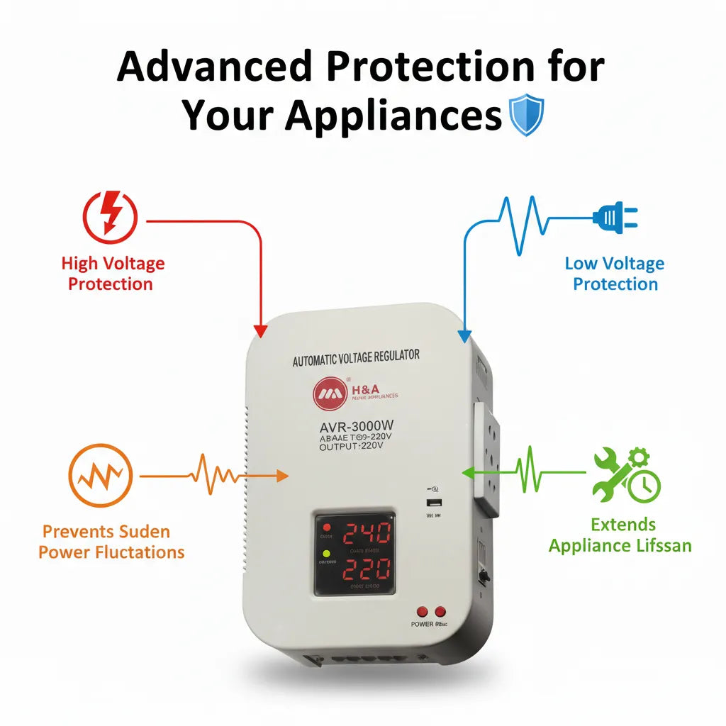 H&A AVR-3000W Automatic Voltage Regulator – Powerful / 5000W Home Power Protection ⚡