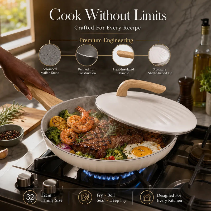 Beckley 32cm Maifan Stone Pan: Effortless Cooking for 1–10 People