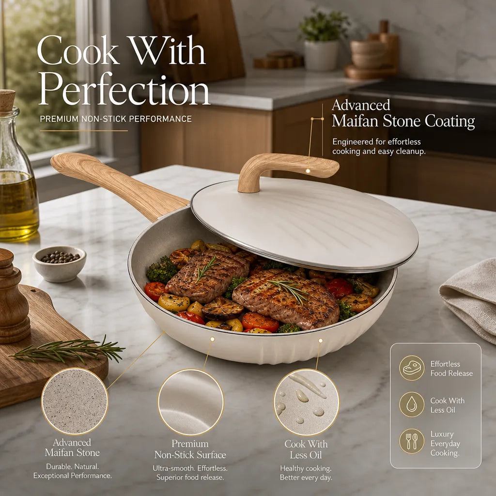 Beckley 32cm Maifan Stone Pan: Effortless Cooking for 1–10 People