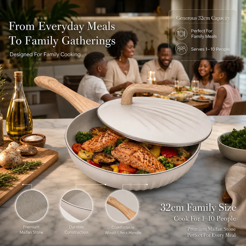 Beckley 32cm Maifan Stone Pan: Effortless Cooking for 1–10 People