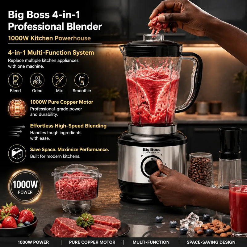 Big Boss 4-in-1 Multi Function Blender 1000W – Heavy-Duty Multipurpose Kitchen Machine