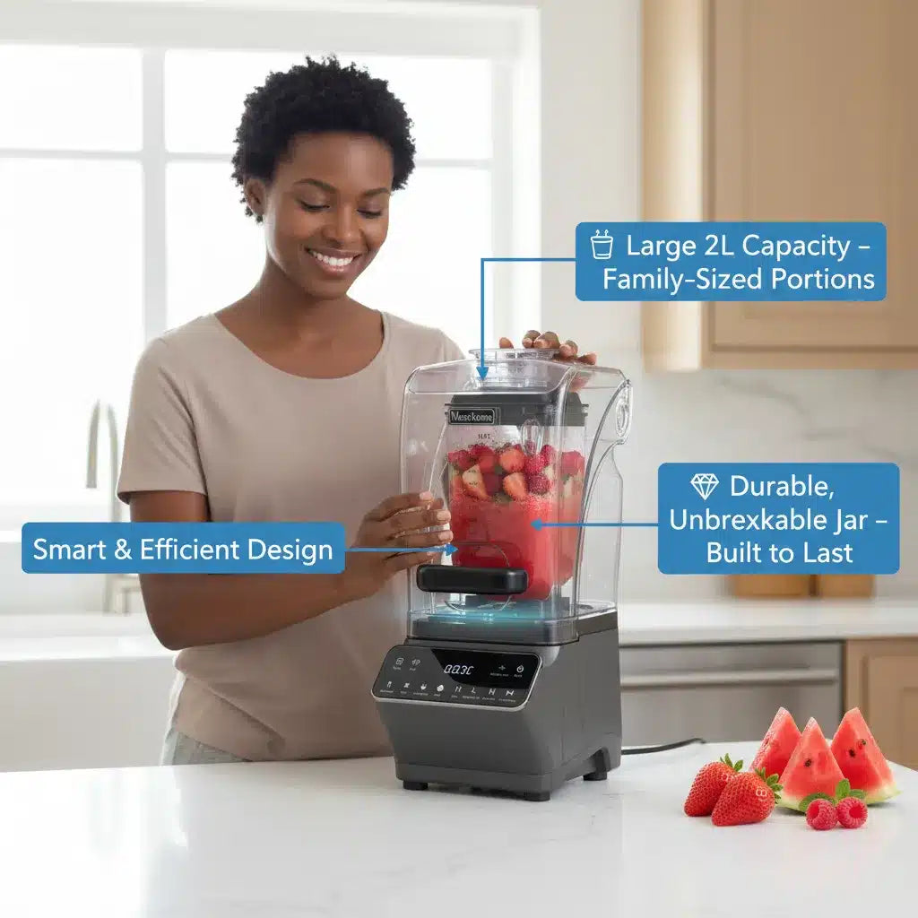 🔇 1800W Ultra-Quiet High Power Blender 2L – Mers Home MH-9356 | Smoothies, Juices & Ice Crushing