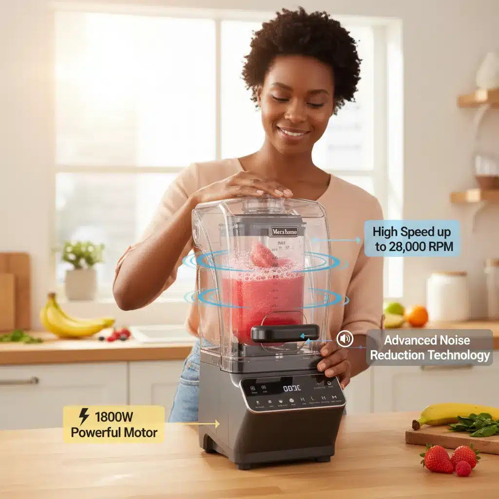 🔇 1800W Ultra-Quiet High Power Blender 2L – Mers Home MH-9356 | Smoothies, Juices & Ice Crushing