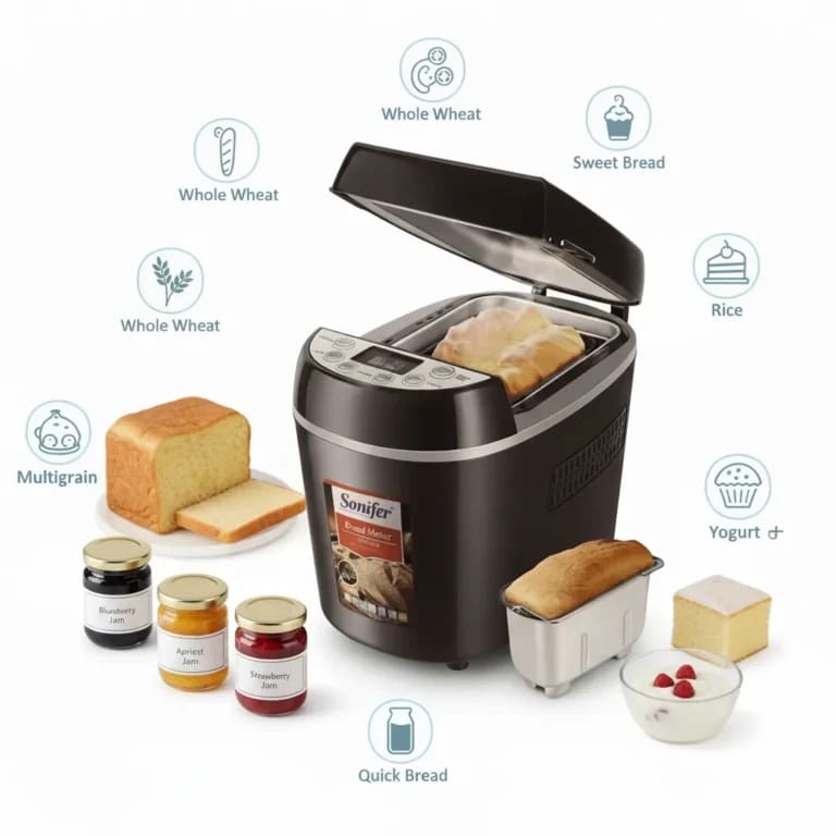 Premium Sonifer SF-4005 Bread Maker | Powerful 870W, 18 Smart Programs & Large 3LB Loaf Capacity