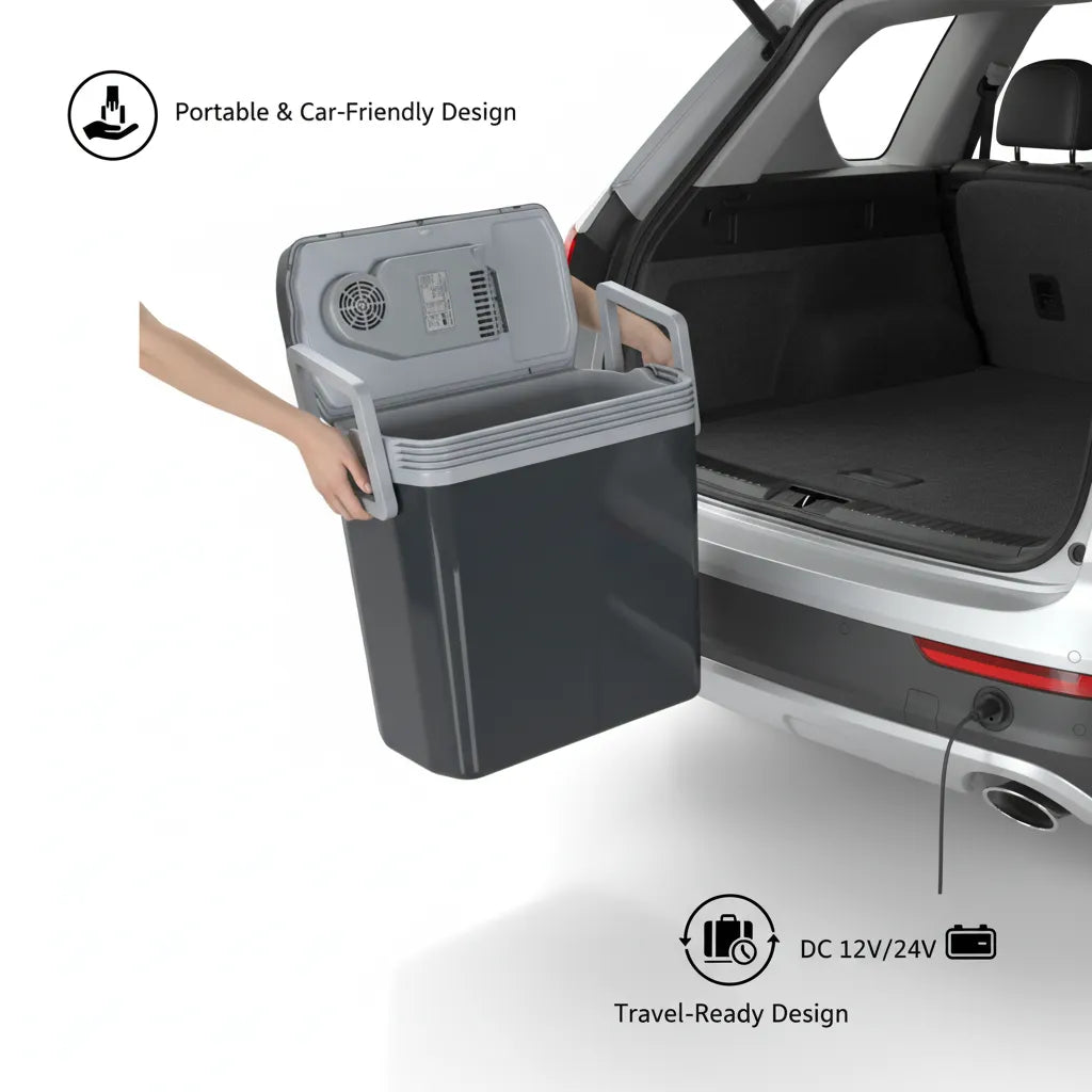 25L Portable Car Refridgerator –Dual Function Cooler & Warmer for Vehicles, Camping, Travel & Outdoor Use