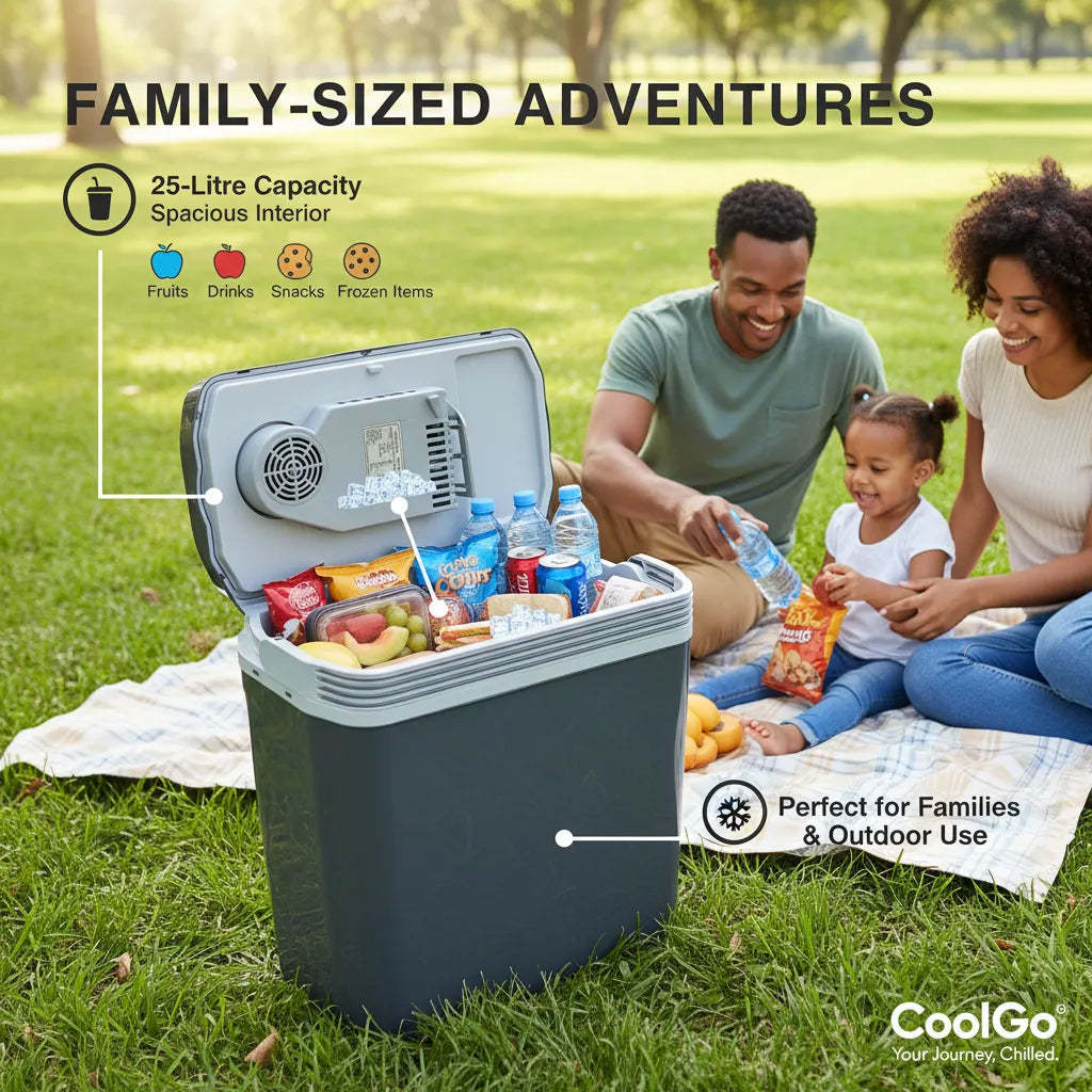 25L Portable Car Refridgerator –Dual Function Cooler & Warmer for Vehicles, Camping, Travel & Outdoor Use