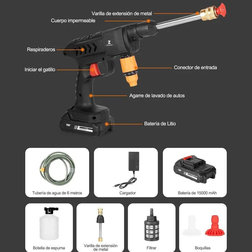 48V Portable Car Wash Gun – High Pressure & Foam Bottle for Professional Cleaning 💦🚗
