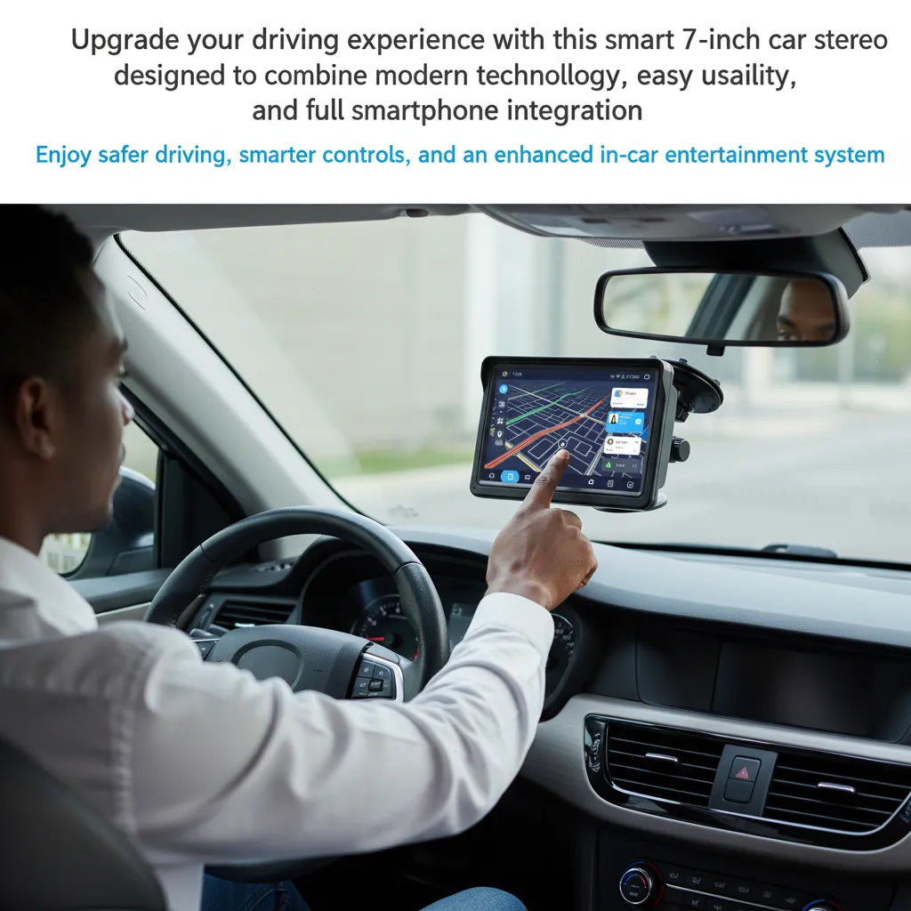 Carscreen 7-Inch Touchscreen Car Stereo 🚗📱 | Easy DIY Installation ⚙️ | Built-in Microphone 🎤 | Supports iPhone & Android Seamlessly