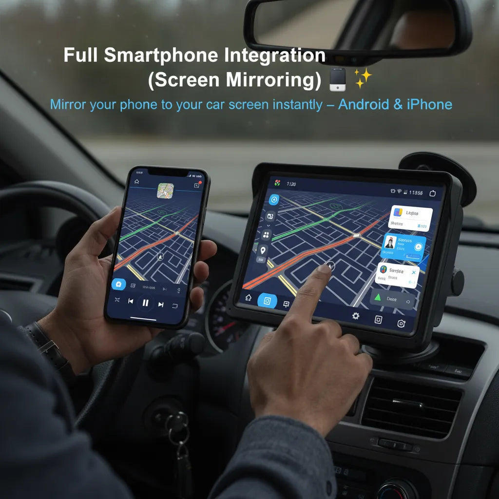Carscreen 7-Inch Touchscreen Car Stereo 🚗📱 | Easy DIY Installation ⚙️ | Built-in Microphone 🎤 | Supports iPhone & Android Seamlessly