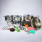  52-Piece Stainless Steel Cookware Set – Complete Kitchen Combo with Pots, Utensils & Accessories