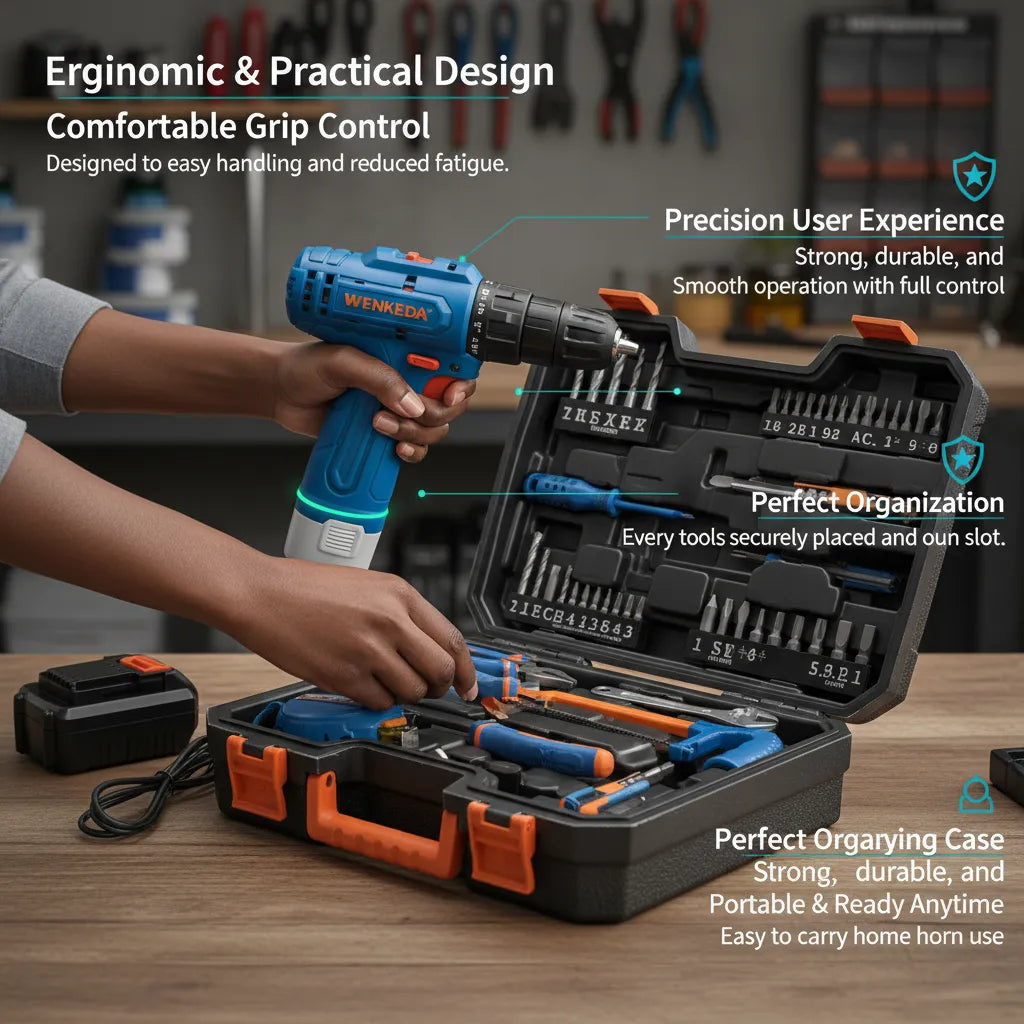 77-Piece 12V Cordless Drill & Professional Tool Kit - All-in-One Set