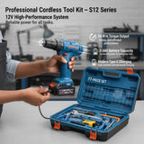 77-Piece 12V Cordless Drill & Professional Tool Kit - All-in-One Set