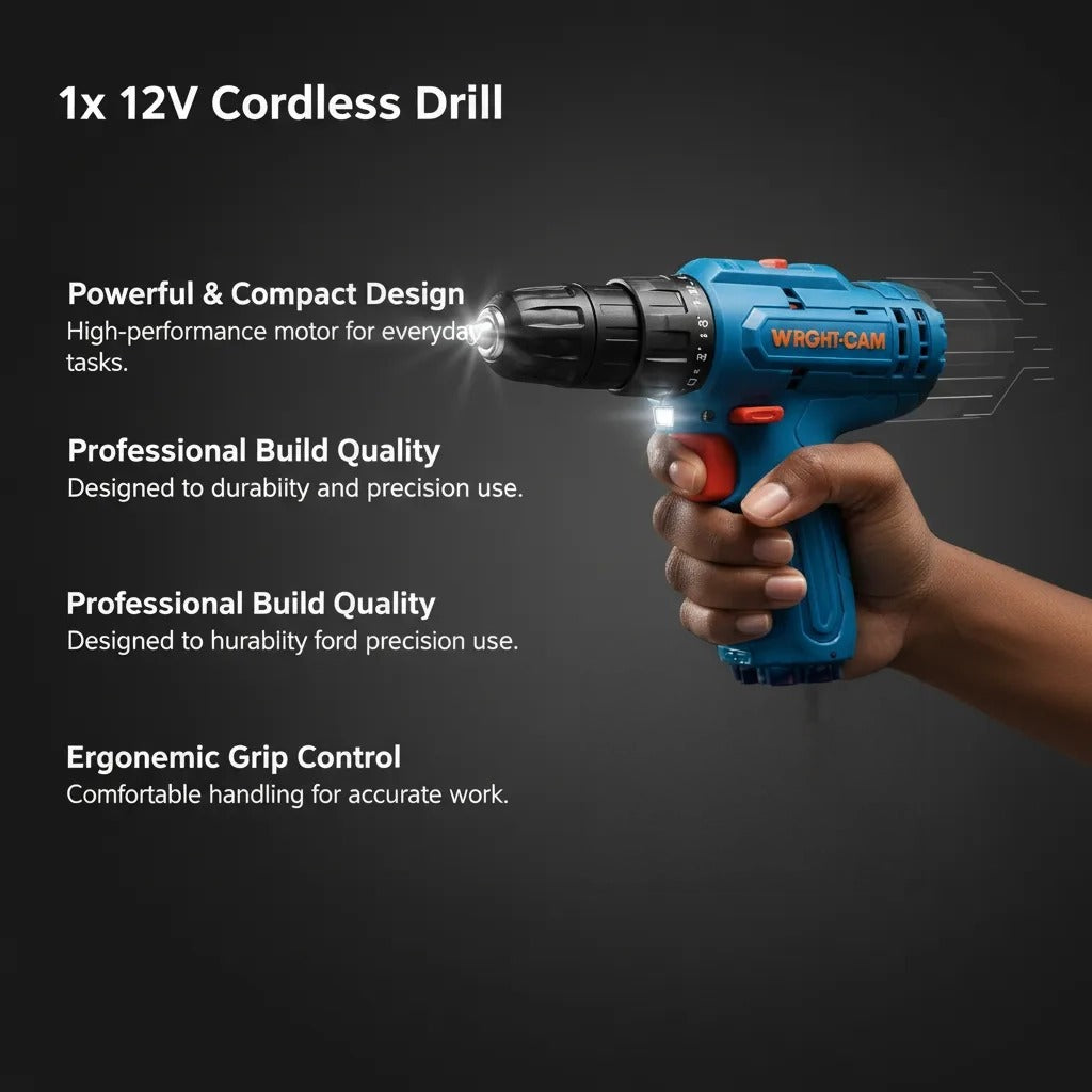 77-Piece 12V Cordless Drill & Professional Tool Kit - All-in-One Set
