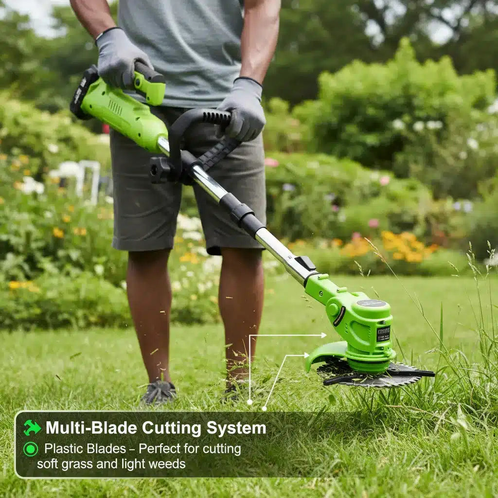 21V Cordless Electric Brush Cutter – Powerful 800W Grass Trimmer with 18000RPM High-Speed Motor 🌿