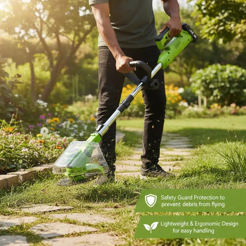 21V Cordless Electric Brush Cutter – Powerful 800W Grass Trimmer with 18000RPM High-Speed Motor 🌿