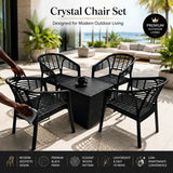 Crystal 5-Piece Indoor/Outdoor Chair & Table Set – Modern Black Weave