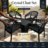 Crystal 5-Piece Indoor/Outdoor Chair & Table Set – Modern Black Weave
