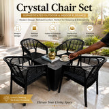 Crystal 5-Piece Indoor/Outdoor Chair & Table Set – Modern Black Weave