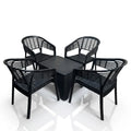 Crystal 5-Piece Indoor/Outdoor Chair & Table Set – Modern Black Weave