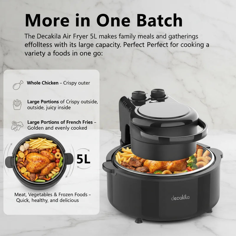 Decakila 5L Air Fryer with Transparent Window – Healthy Oil-Free Cooking Made Easy 🍗