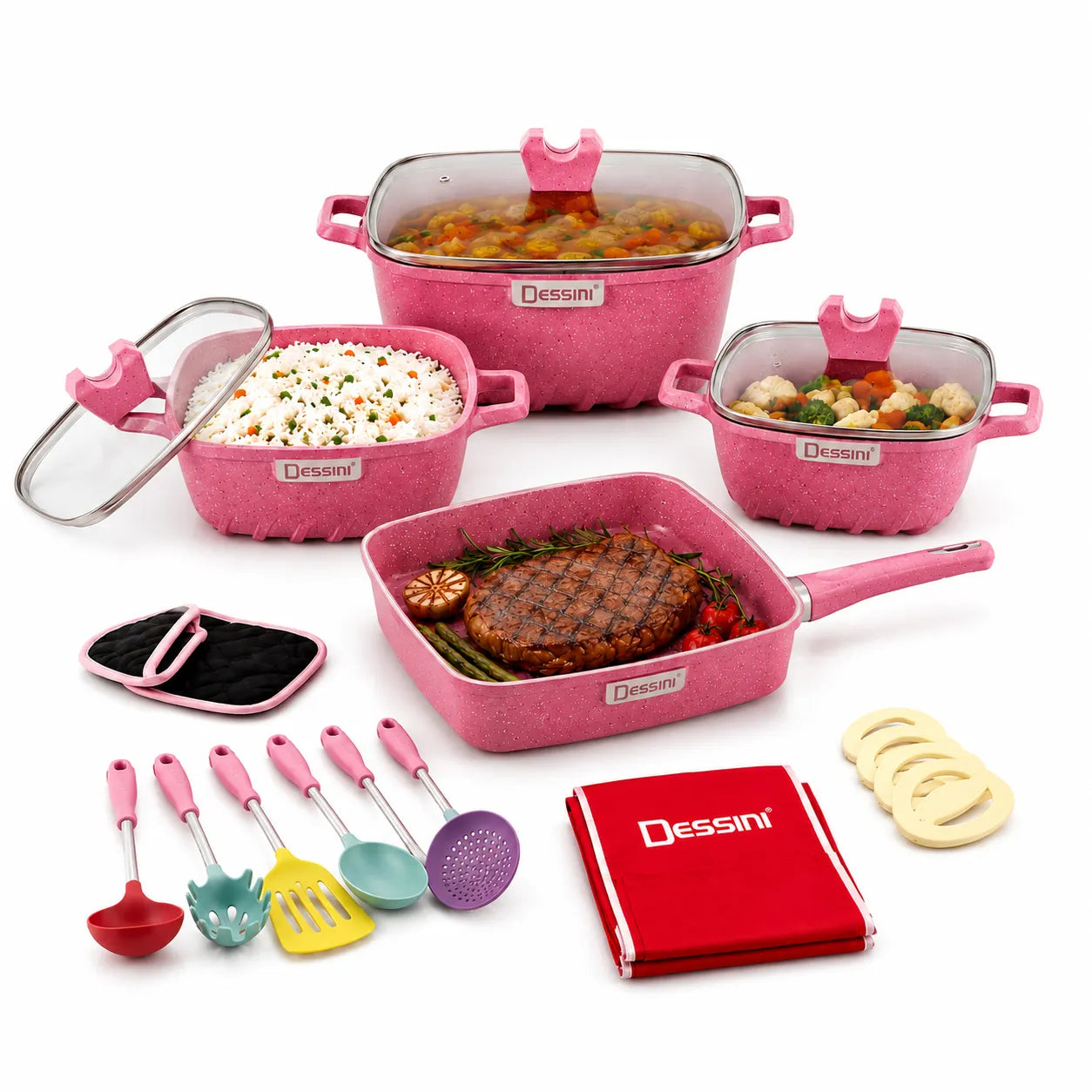 Dessini 25-Piece Premium Granite Cookware Set (20cm - 32cm) – Die-Cast Aluminium