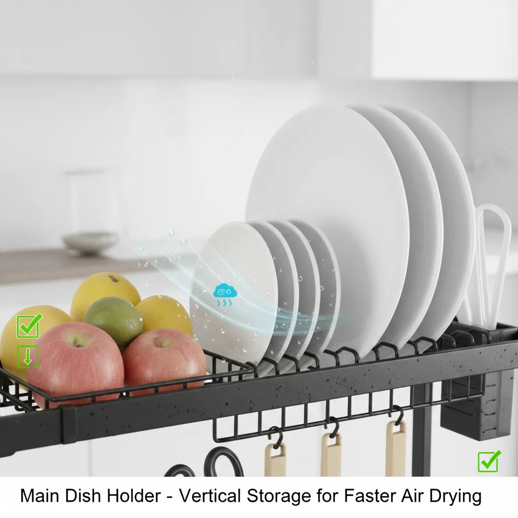 Over-Sink Dish Drying Rack – Big Size Space-Saving Kitchen Organizer 🖤✨