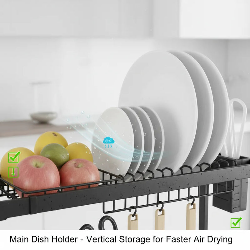 Over-Sink Dish Drying Rack – Big Size Space-Saving Kitchen Organizer 🖤✨