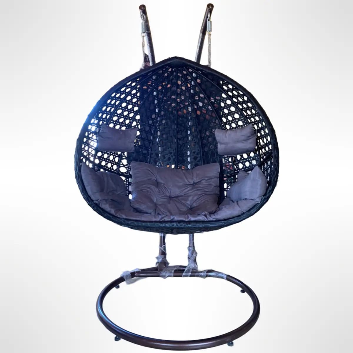 Double Stand Rattan Swing – Rocking Swing for Couples, Indoor/Outdoor Use.