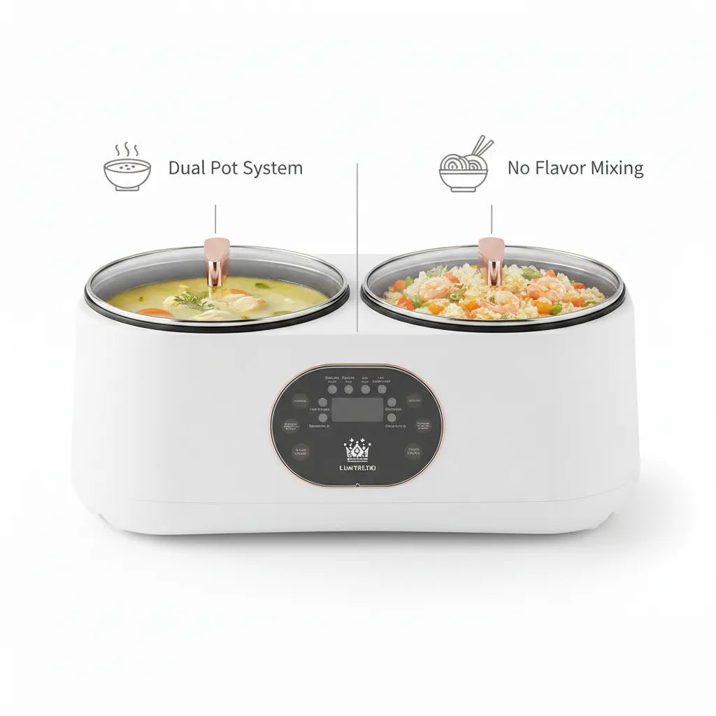 🔥 LUXTREND Dual Electric Cooking Pot 4.5L – Smart Double Cooker for Home Use