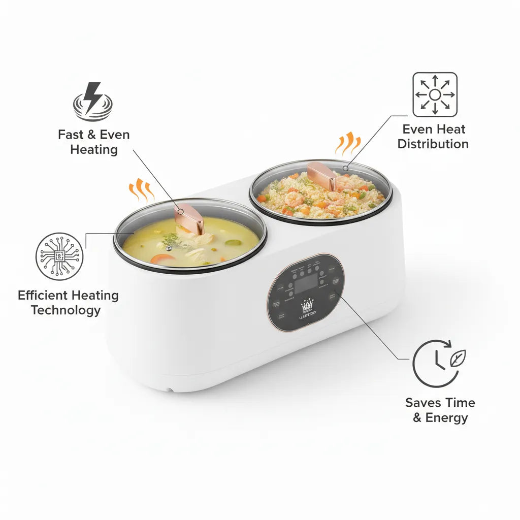 🔥 LUXTREND Dual Electric Cooking Pot 4.5L – Smart Double Cooker for Home Use