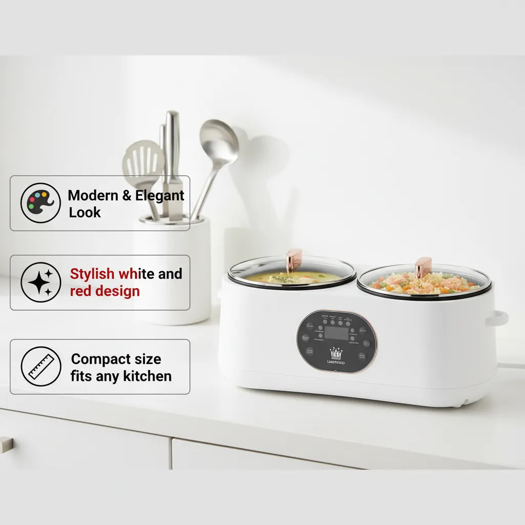 🔥 LUXTREND Dual Electric Cooking Pot 4.5L – Smart Double Cooker for Home Use