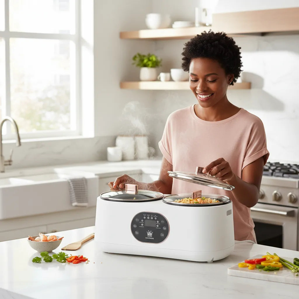 🔥 LUXTREND Dual Electric Cooking Pot 4.5L – Smart Double Cooker for Home Use