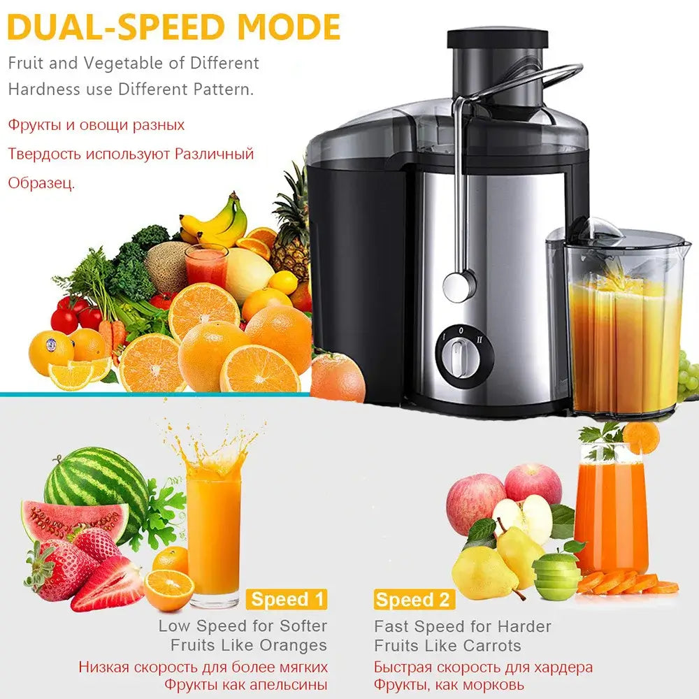 Sokany Electric Juicer for Fruits & Veggies - 1500W, Stainless Steel - Double Speed