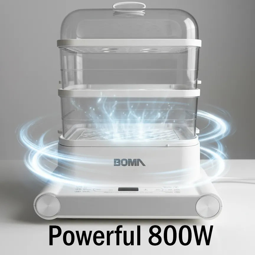 BOMA Electric Food Steamer 800W – Healthy Steam Cooking, Large Capacity, Multi-Tier Design
