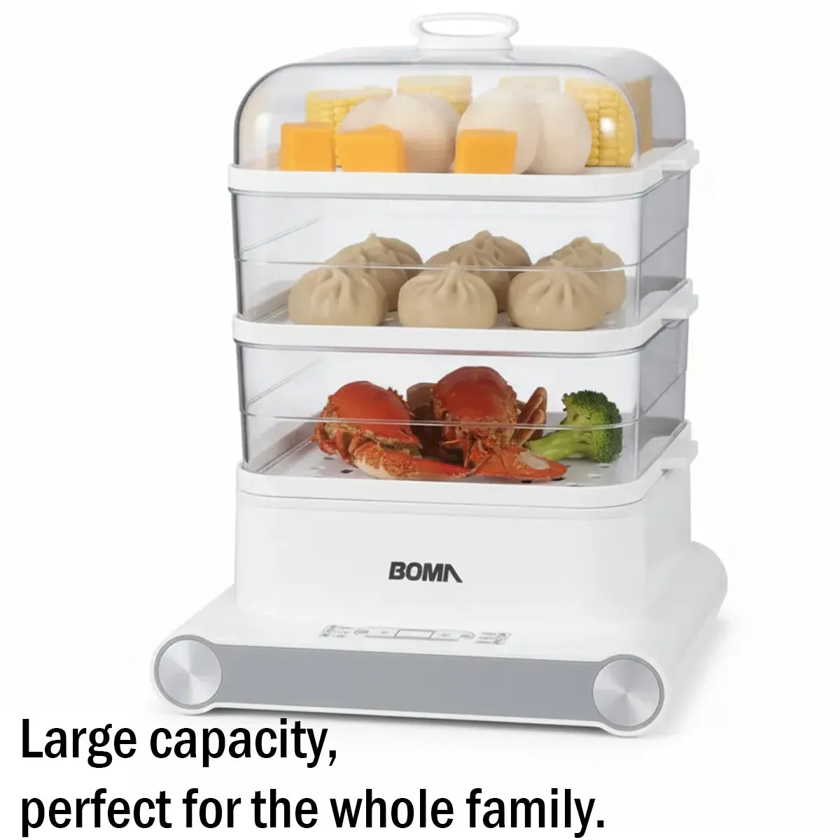 BOMA Electric Food Steamer 800W – Healthy Steam Cooking, Large Capacity, Multi-Tier Design