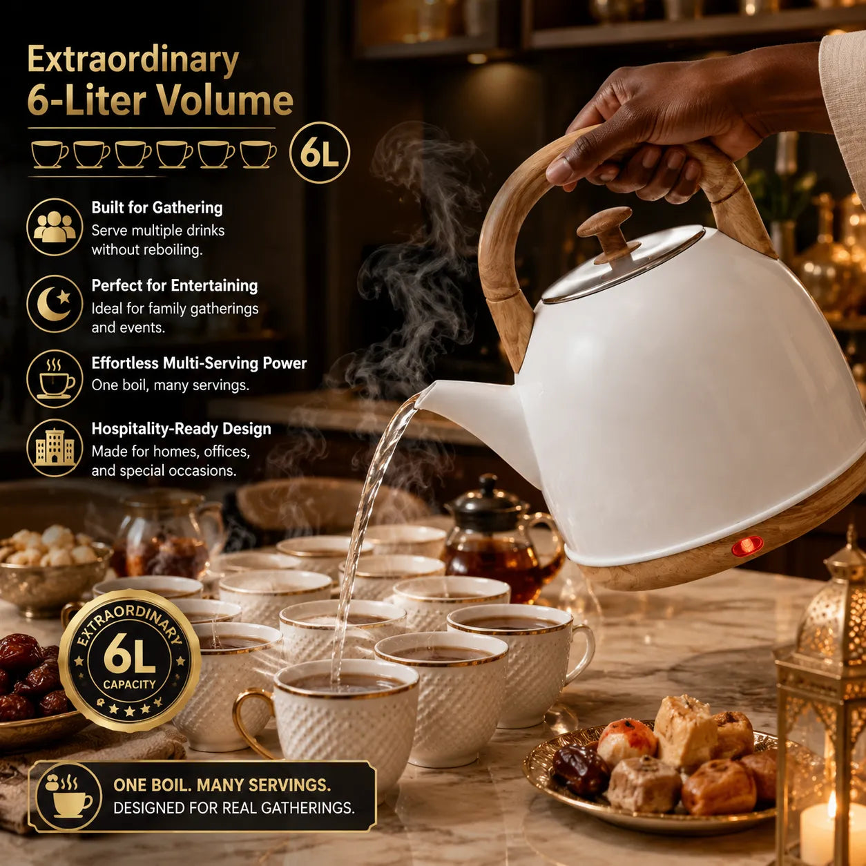 Clatronic 6.0L Retro Electric Kettle | 2000W Vintage Style Water Boiler