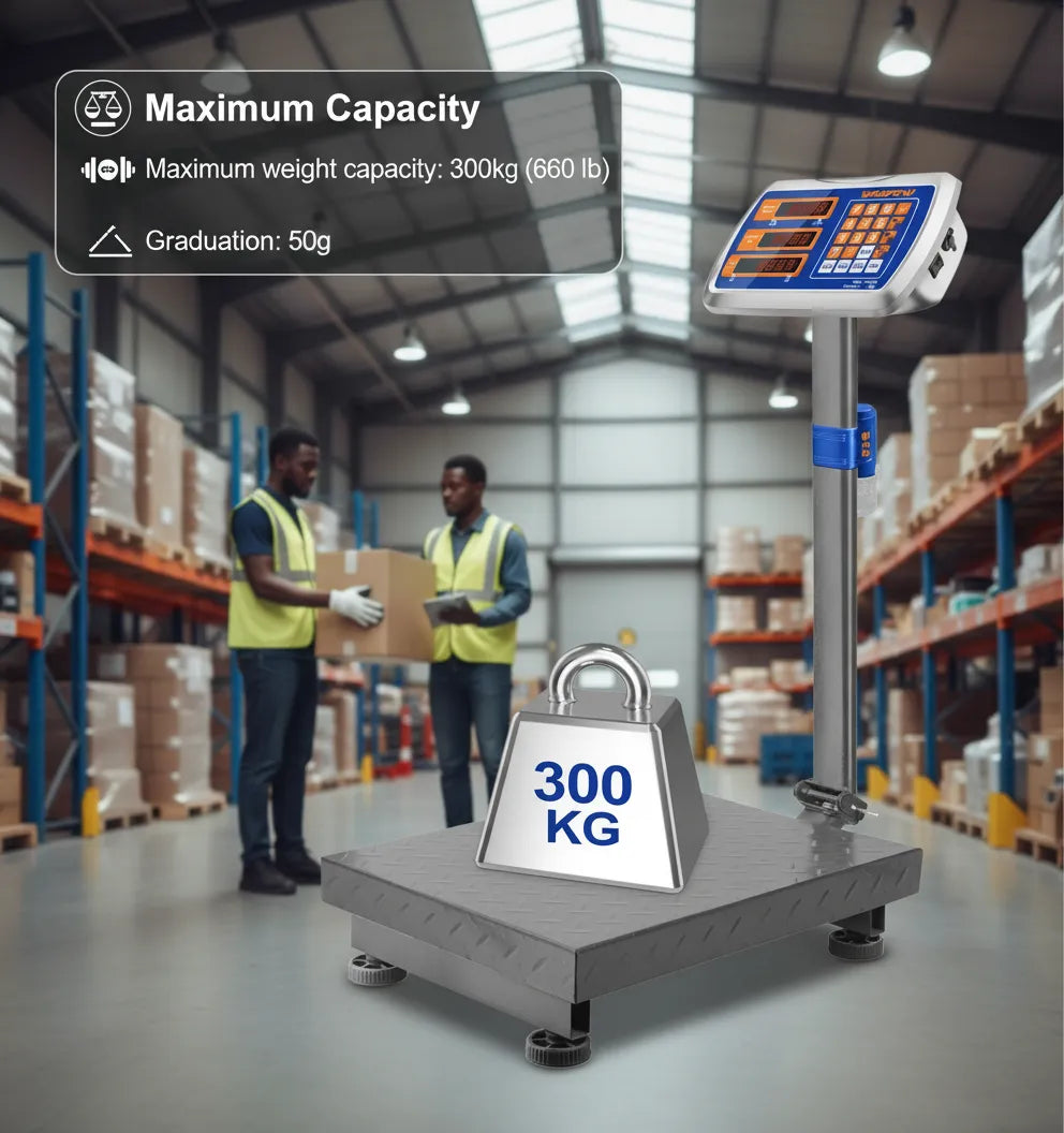 Heavy-Duty 12V ⚡ Electronic Digital Platform Scale with High Precision, LED Display & 300kg Capacity ⚖️ for Commercial Use