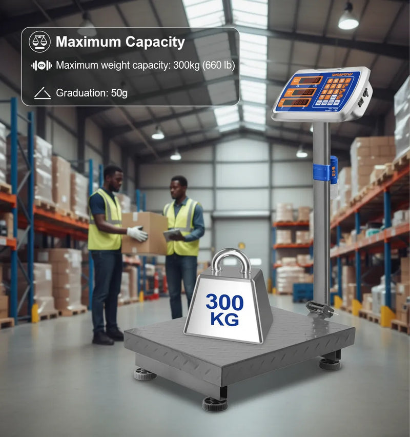 Heavy-Duty 12V ⚡ Electronic Digital Platform Scale with High Precision, LED Display & 300kg Capacity ⚖️ for Commercial Use