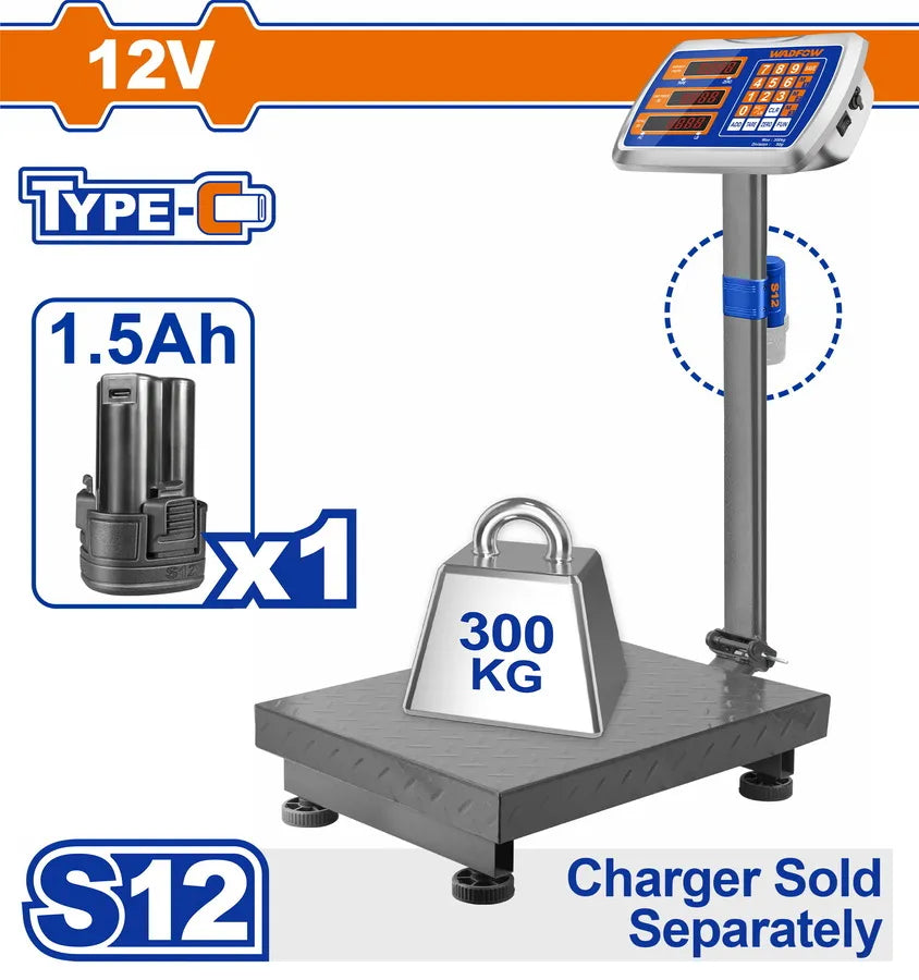 Heavy-Duty 12V ⚡ Electronic Digital Platform Scale with High Precision, LED Display & 300kg Capacity ⚖️ for Commercial Use