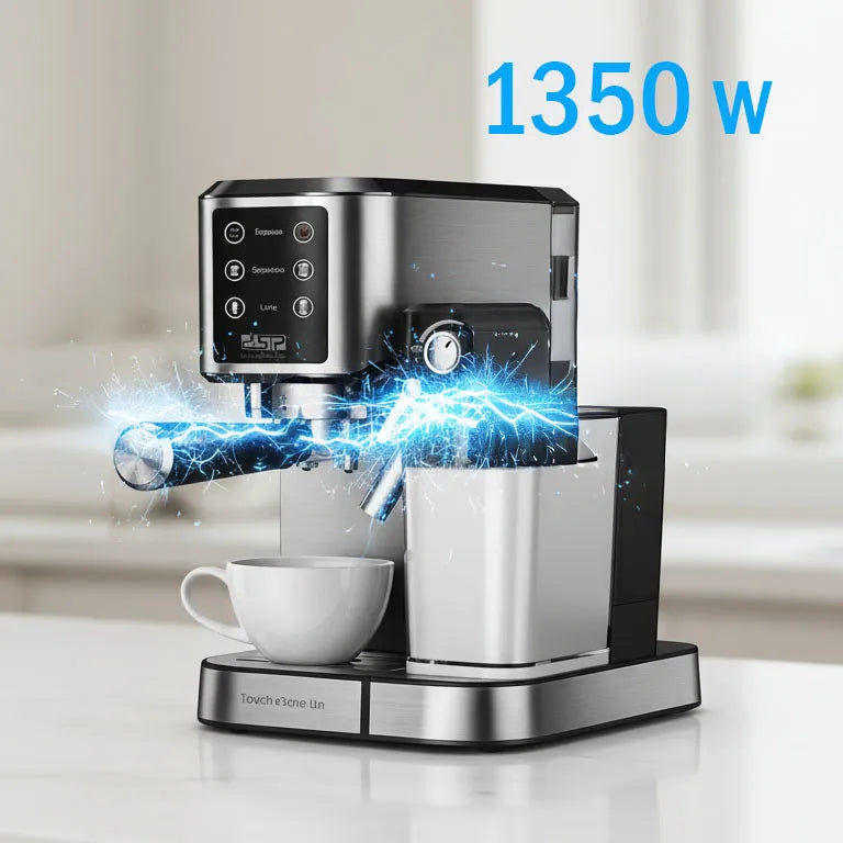 DSP KA3104 Professional Coffee Maker – 20 Bar Espresso System, 1350W Heating, Touch Screen & 700ML Milk Tank