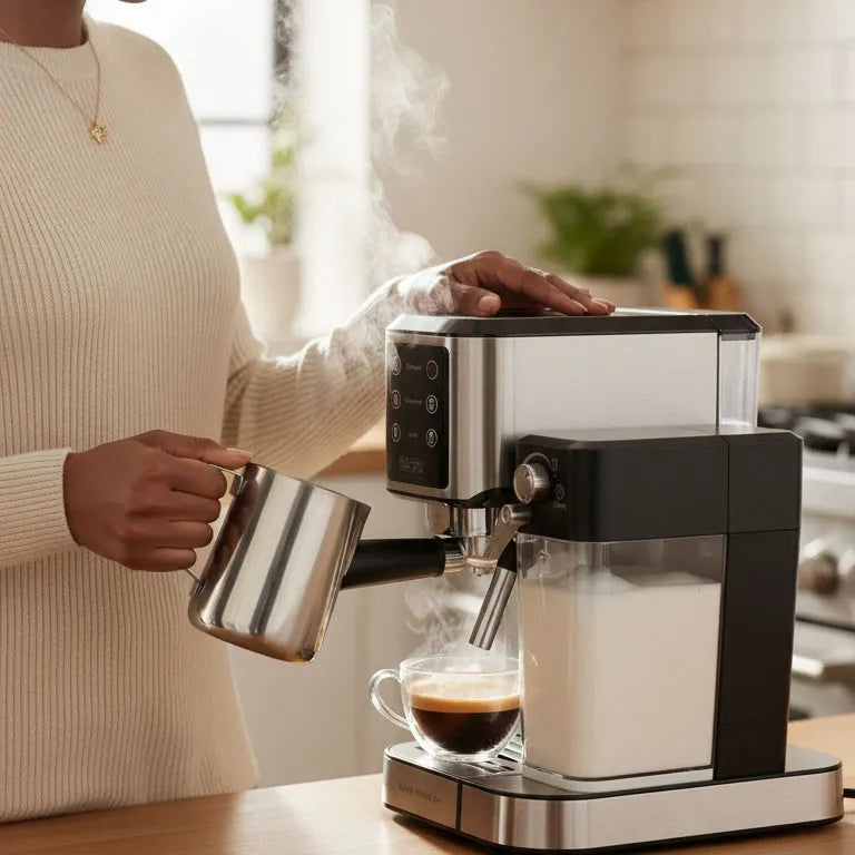 DSP KA3104 Professional Coffee Maker – 20 Bar Espresso System, 1350W Heating, Touch Screen & 700ML Milk Tank