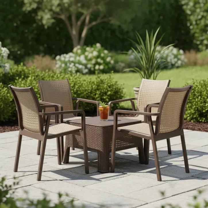 Evimki 5-in-1 Space-Saving Plastic Chairs & Table Set – Smart Indoor/Outdoor Seating Solution