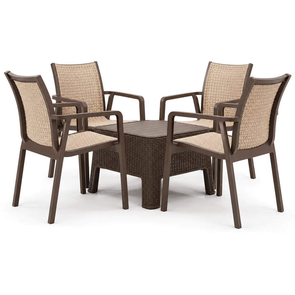 Evimki 5-in-1 Space-Saving Plastic Chairs & Table Set – Smart Indoor/Outdoor Seating Solution